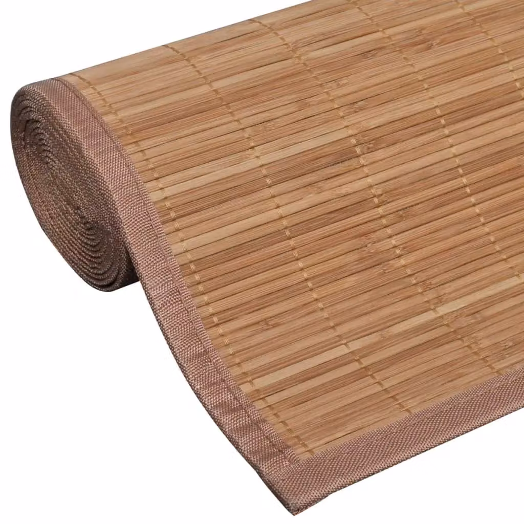 Berkfield Home Round Bamboo Rug in Brown, Diameter: 100 cm – 2