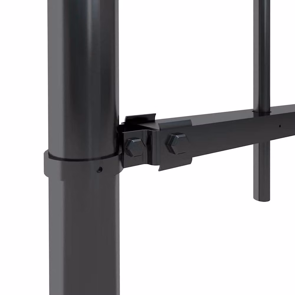 Berkfield Black Powder-Coated Steel Spear Top Garden Fence, W: 8.5 m, H: 1.2 m – 2