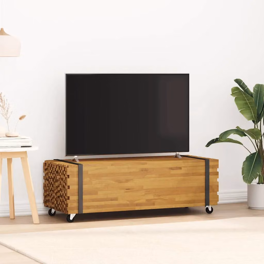 Berkfield Home Solid Teak Wood Coffee Table in Brown, W/D/H: 110 x 45 x 35 cm – 3