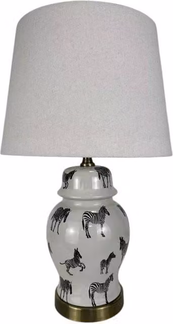 Minster Ceramic Table Lamp and Shade in Grey, W/D/H: 18 x 18 x 40 cm