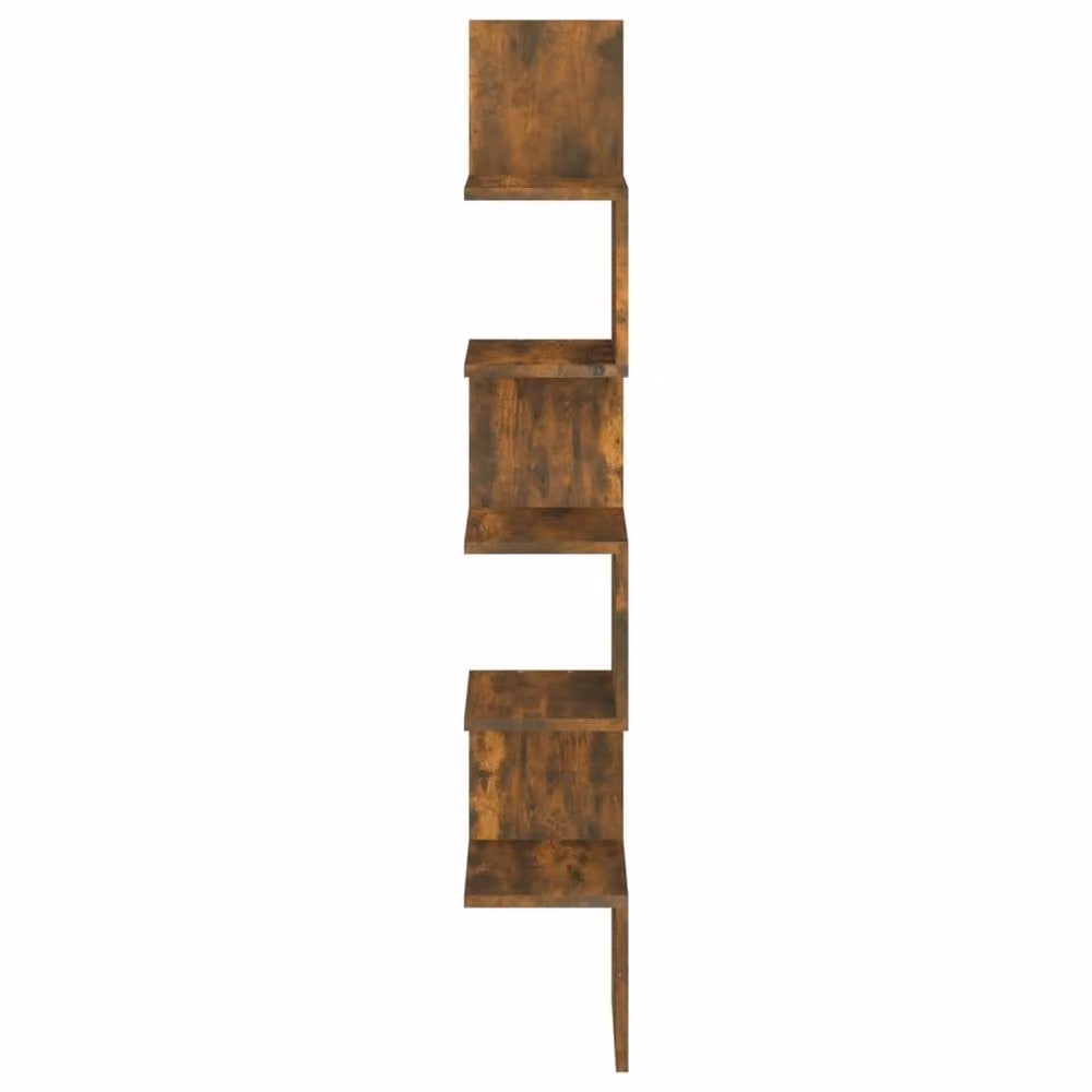 Berkfield Home Wall Mounted Corner Shelf in Smoked Oak Brown, W/D/H: 20 x 20 x 127.5 cm – 3