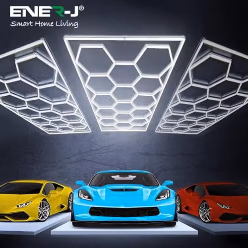 ENERJ 600W Hexagon LED Garage Ceiling Light, 14 Hexagon Frame, CCT Switchable 3000K-6000K, White – 5