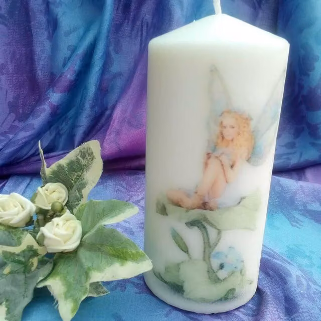 Viki Fairy Pillar Candle in White