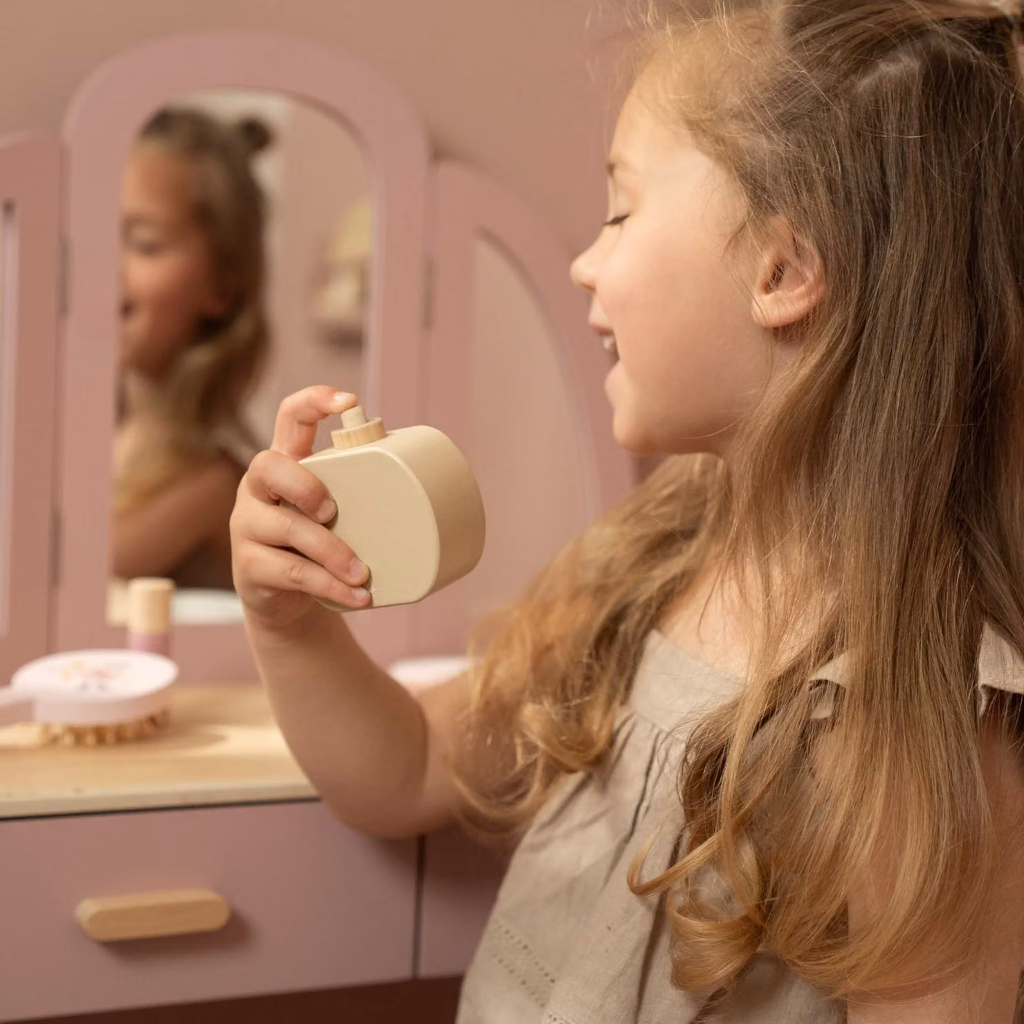 Little Dutch Large Wooden Kids Dressing Table in Pink, W/D/H: 87 x 52 x 26.5 cm – 3