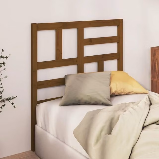 Berkfield Home Rustic Geometric Pine Wood Bed Headboard in Honey Brown, W/D/H: 96 x 4 x 104 cm