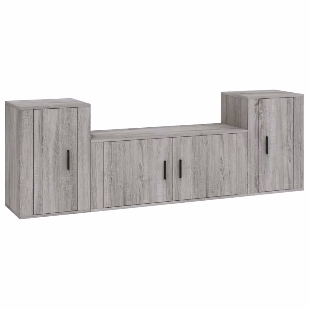 Berkfield Home 3 Piece TV Cabinet Set in Grey Sonoma Matt Engineered Wood – 2