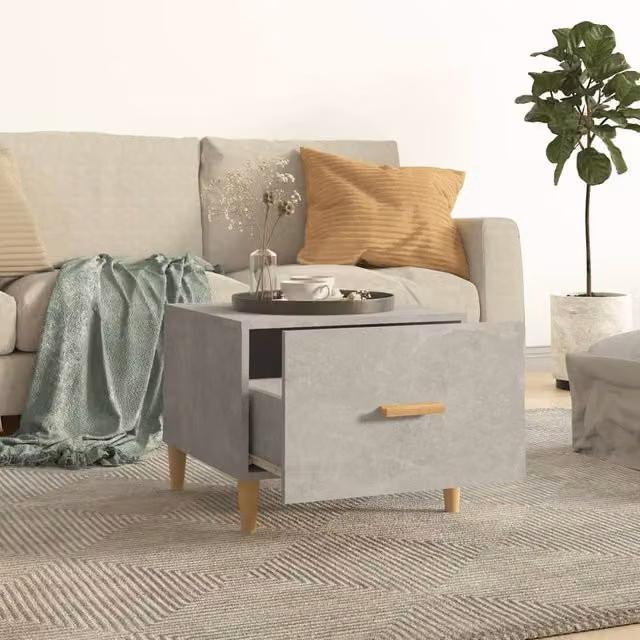 Berkfield Home Sturdy Coffee Tables, 2 Piece Set in Concrete Grey, W/D/H: 50 x 50 x 40 cm