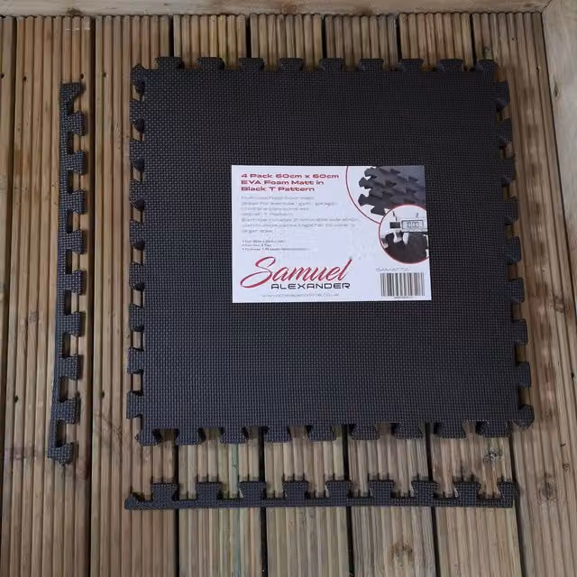 Samuel Alexander 4 Piece Black EVA Foam Protective Floor Tiles, W/D: 60 x 60 cm – 2