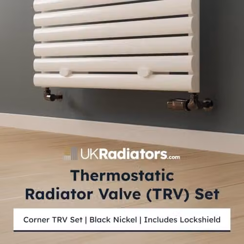 UK Radiators Stirling Bold Thermostatic Radiator Valve and Lockshield Corner Set in Polished Black Nickel and Brass – 2
