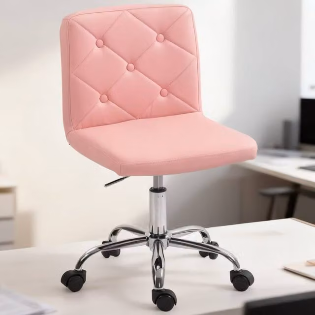 ERGOVEXA Pink PU Leather Armless Office Task Chair