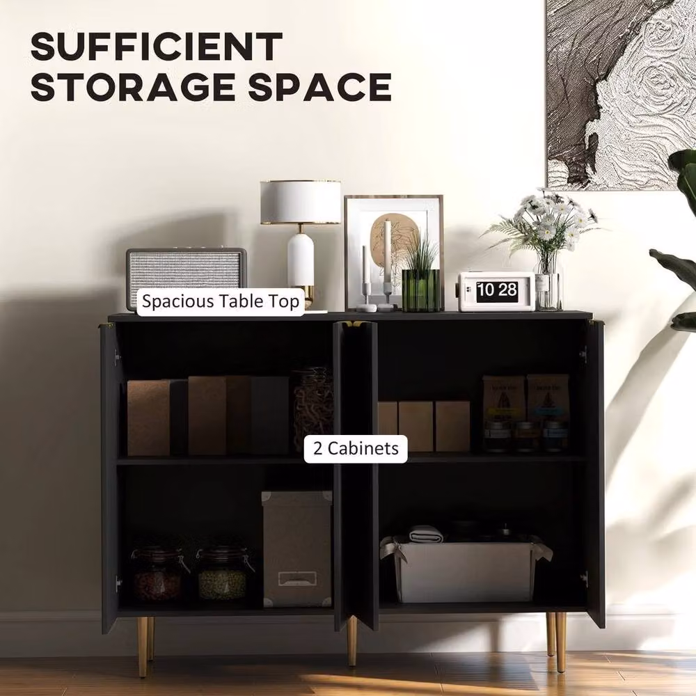 NESTLUNE Sideboard Buffet Cabinet with Adjustable Shelves in Black, W/D/H: 100 x 100 x 100 cm – 5