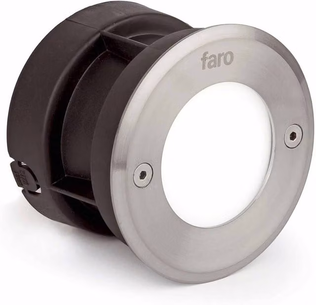 Faro LED Round Recessed Outdoor Ground Light in Silver Stainless Steel