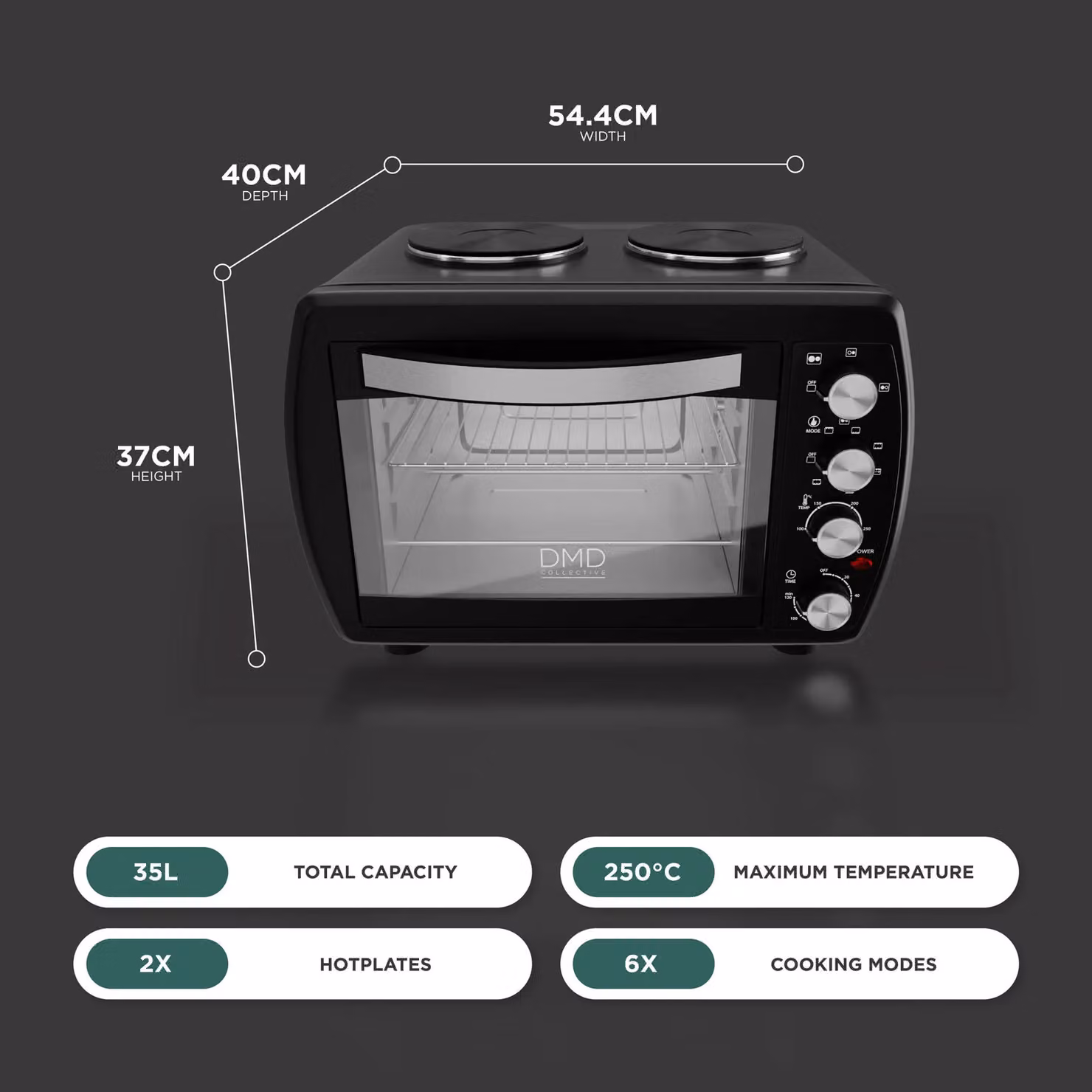 DMD Collective 35L Mini Oven with Hot Plates and Grill in Black – 2