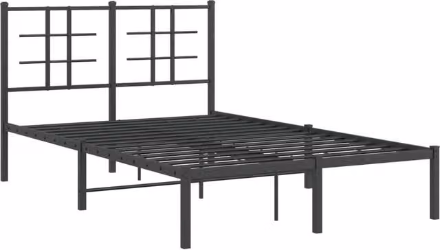 Berkfield Home Metal Bed Frame with Headboard in Black, W/D/H: 120 x 190 cm
