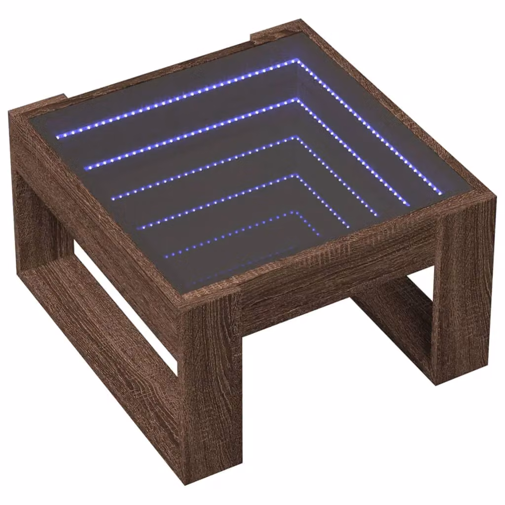 Berkfield Home Infinity LED Coffee Table in Brown Oak, W/D/H: 50 x 53 x 30 cm – 3