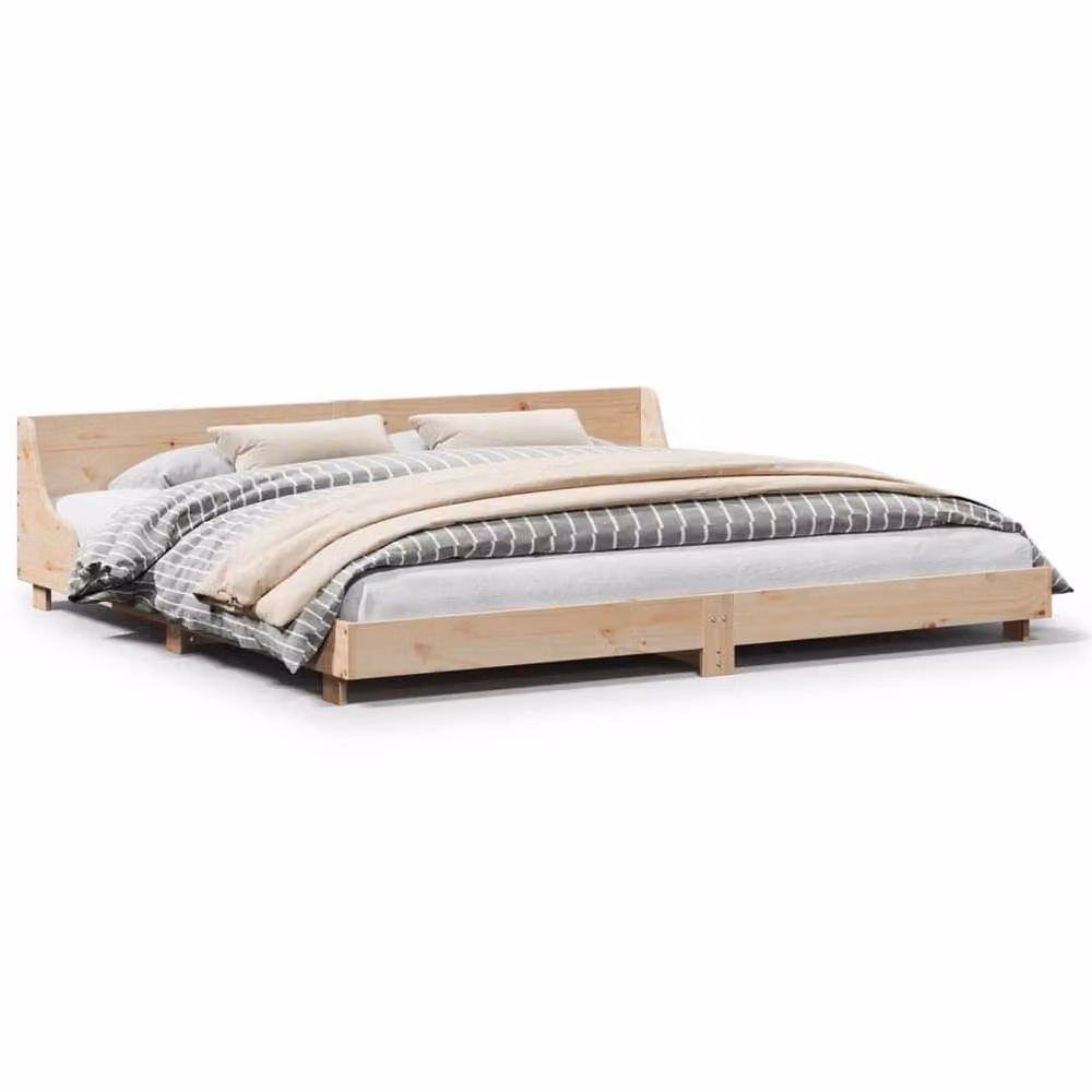 Berkfield Home Beautiful Bed Frame in Natural Solid Pine, W/D/H: 200 x 52 x 203.5 cm – 3