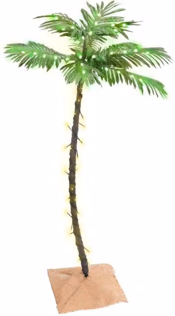 Berkfield Home LED Palm Tree with 72 Warm White LEDs, Green and Brown, Height: 120 cm
