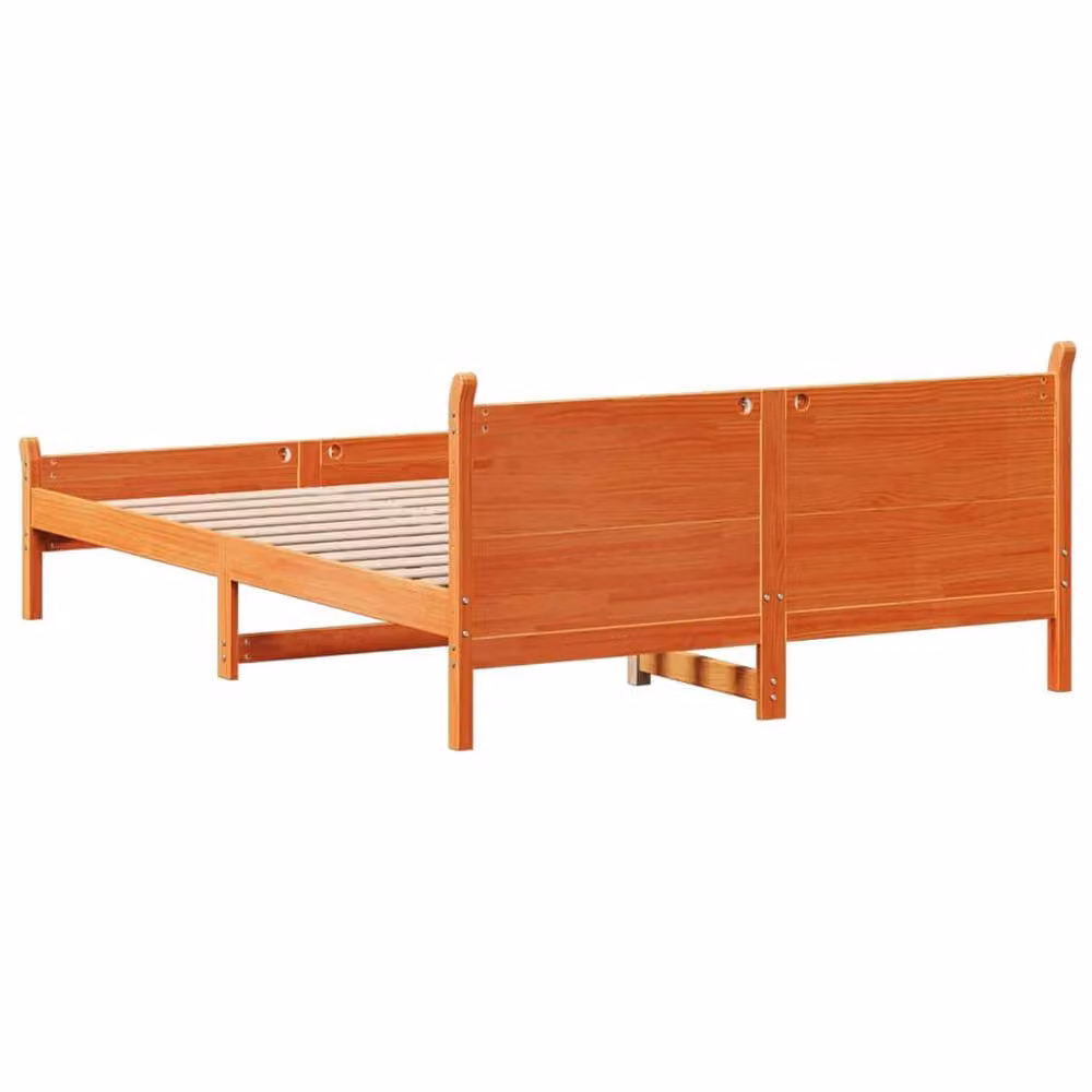 Berkfield Home Solid Pine Decorative Bed Frame in Wax Brown, W/D/H: 145 x 200 x 209 cm – 3