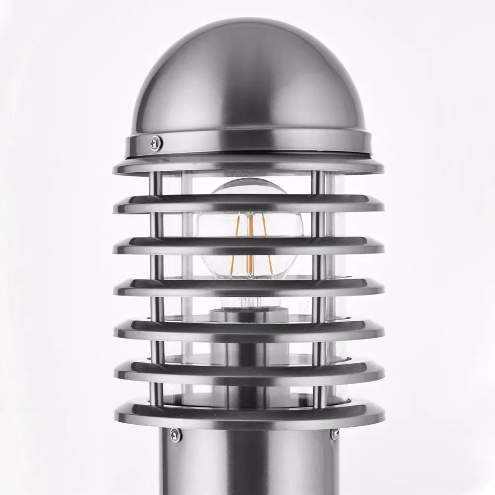 Loops 2 Pack Silver Stainless Steel Outdoor Post Bollard Light, 1m Height, Vandal Proof LED Pathway Lamp – 2