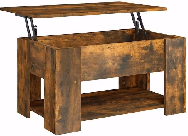 Berkfield Home Modern Smoked Oak Coffee Table in Brown, W/D/H: 79 x 49 x 41 cm – 1