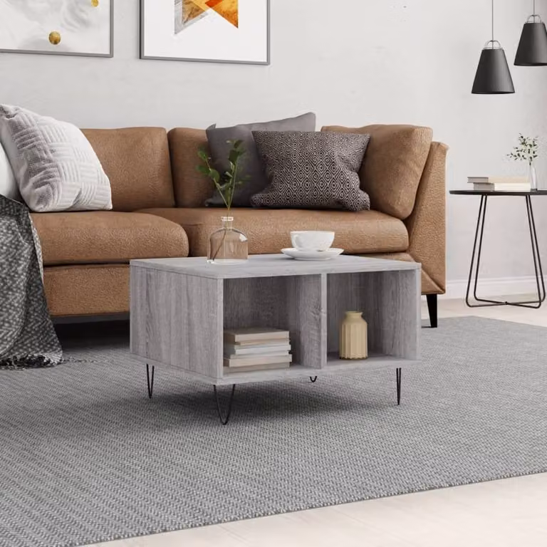 Berkfield Home Modern Grey Sonoma Coffee Table, W: 60 cm, D: 50 cm, H: 36.5 cm