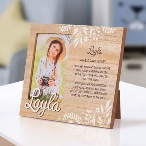 History & Heraldry Layla Pre-personalised Child's Rectangular Wooden Picture Frame in Brown – 1