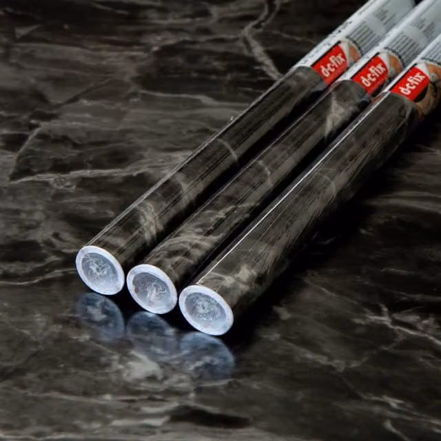 dc fix Marble Romeo Silver and Black Self Adhesive Vinyl Wrap for Worktops and Furniture, Pack of 3, W: 67.5 cm x L: 2 m