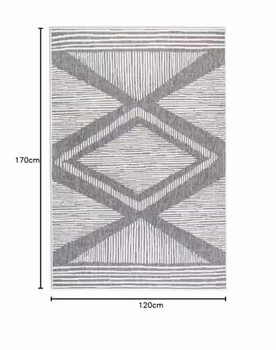 ELLE Decoration Reversible Indoor and Outdoor Rug with Modern Diamond Pattern in Silver, Black and Grey, W/D/H: 120 x 170 cm – 2
