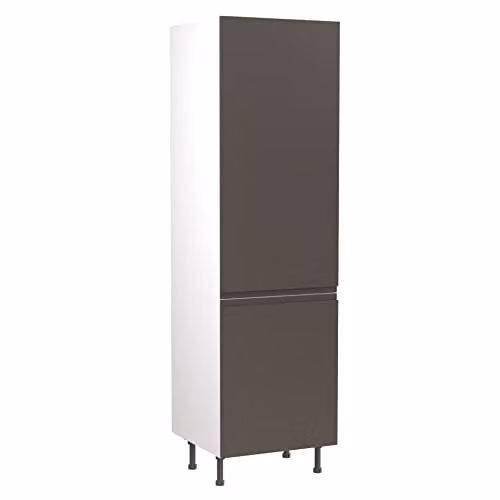 Kitchen Kit Graphite Gloss Tall Larder Unit with J-Pull Doors, W/D/H: 60.0 x 57.0 x 212.0 cm – 1