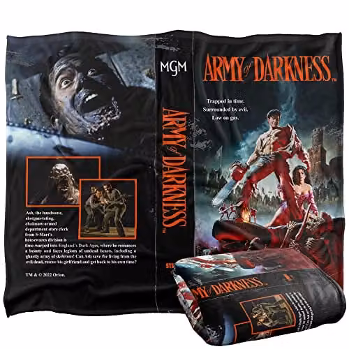 LOGOVISION Army of Darkness VHS Super Soft Microfibre Throw Blanket, W/D/H: 152 x 127 cm, Multicolour
