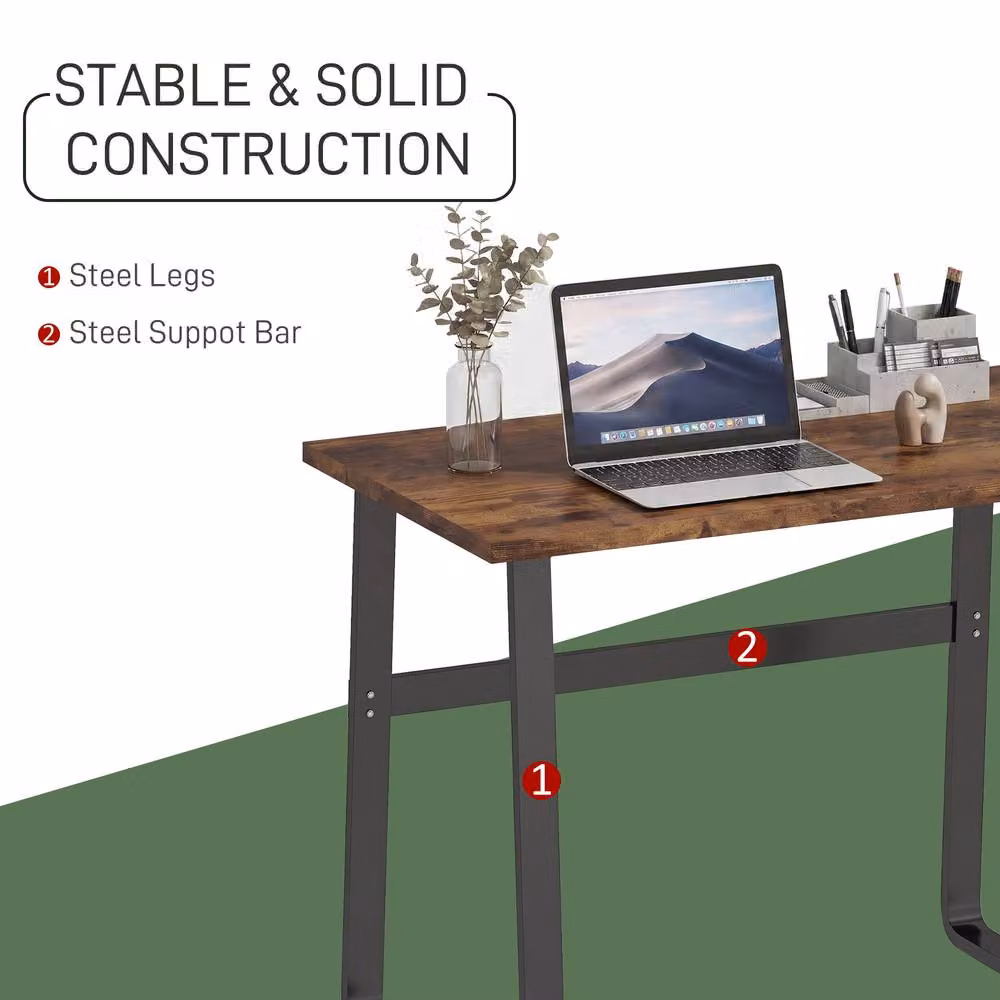 STILVORA Industrial Writing Desk with Metal Sled Base in Brown, W: 100 cm, D: 58 cm, H: 74.5 cm – 7