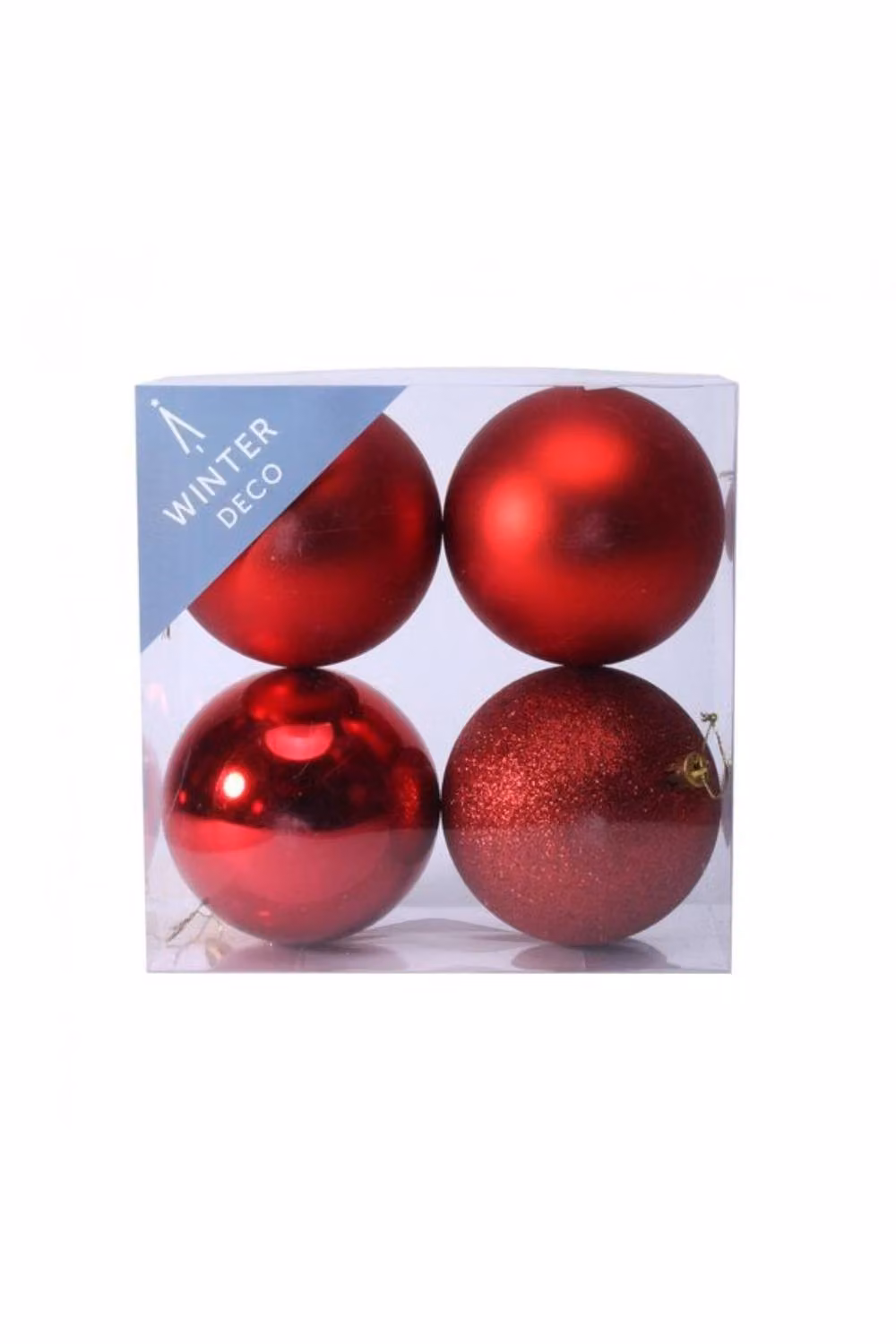 KDMD Red Shatterproof Christmas Baubles, 2 Pack of 4 Round Hanging Baubles, Diameter: 10 cm – 2