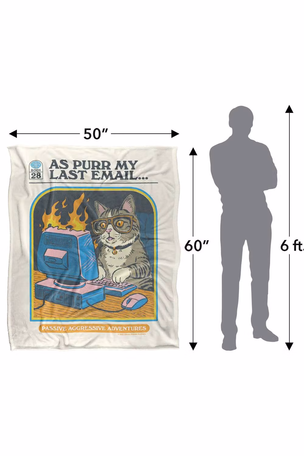 Steven Rhodes As Purr My Last Email Multicolour Silky Soft Fleece Throw Blanket W/D/H: 91 x 147 cm – 2
