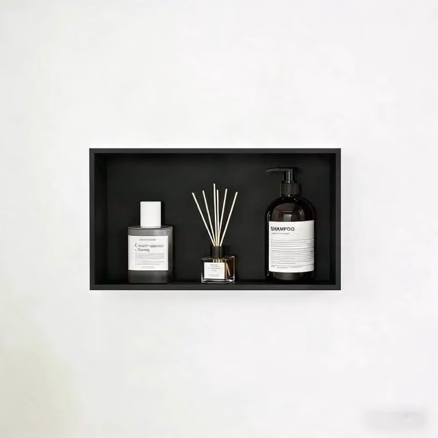 VOGREX Black Recessed Shower Niche Bathroom Storage Shelf W: 61.21 cm, H: 30.48 cm