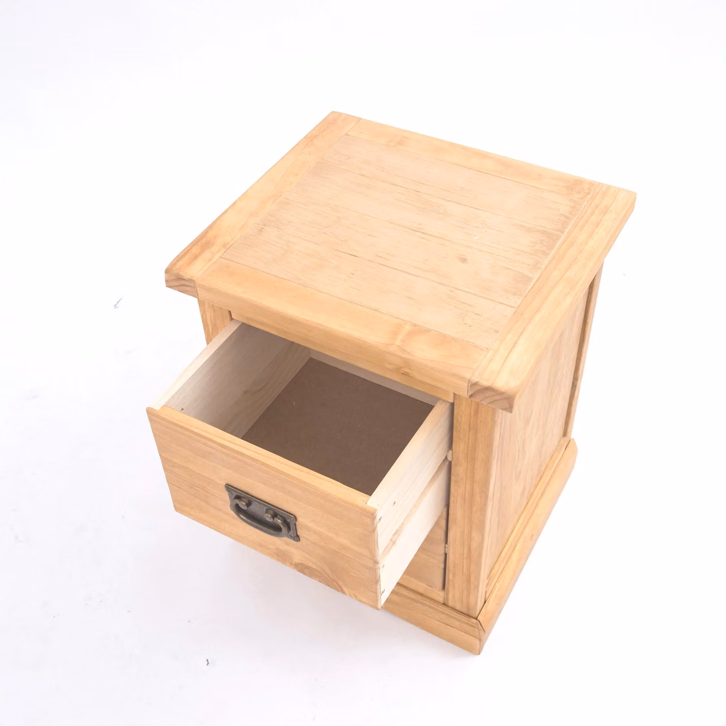 Cabinet Bits Lucca 2 Drawer Bedside Table in Antique Brown Pine with Gold Details – 2