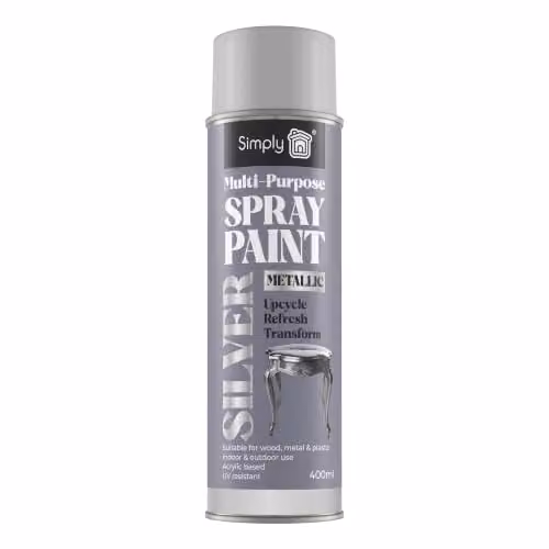 Simply Auto Multipurpose Metallic Silver Spray Paint, 400ml Quick Drying Weatherproof Aerosol