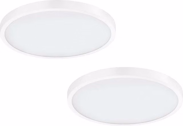 Loops 2 Pack White Round Surface Mounted LED Wall and Ceiling Light, 25W, 4000K, Diameter: 40 cm