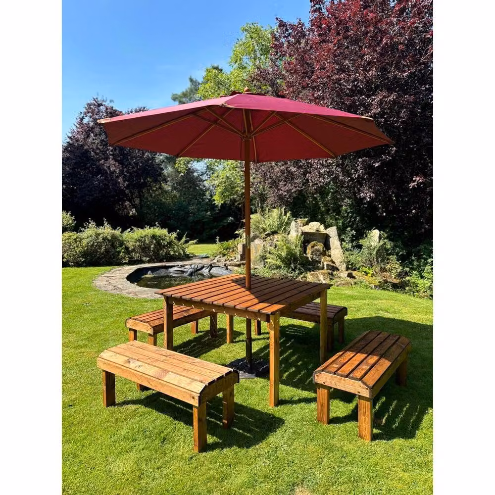 Charles Taylor Knights Eight Seater Garden Furniture Table Set in Brown Oiled Wood, W/D/H: 170 x 170 x 80 cm – 3