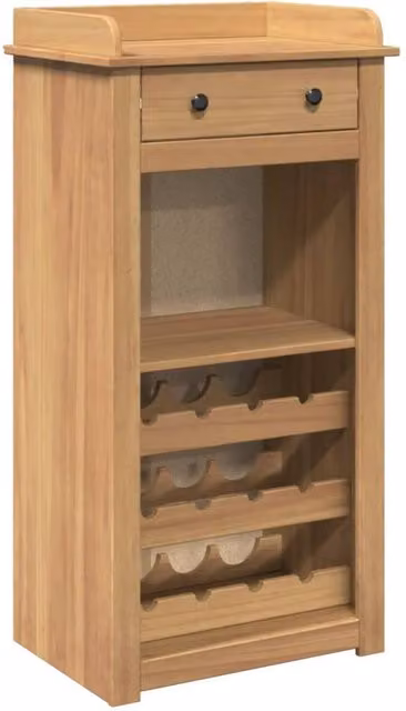 Berkfield Home Panama Rustic Solid Wood Pine Wine Cabinet in Brown, W/D/H: 57 x 40 x 111.5 cm