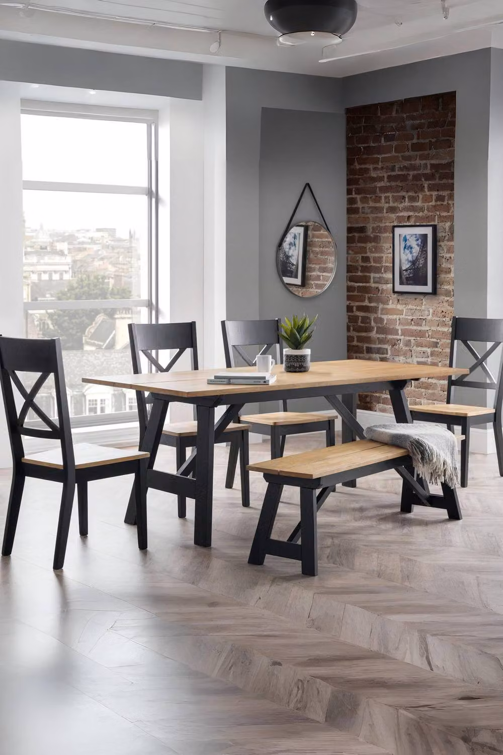 Julian Bowen Hockley Set of 2 Black Fabric Dining Chairs with Oak Wood Legs – 5