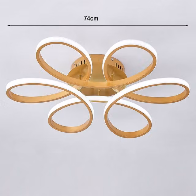 Living Star Modern Acrylic Petal LED Semi Ceiling Light in Gold and White, 93W