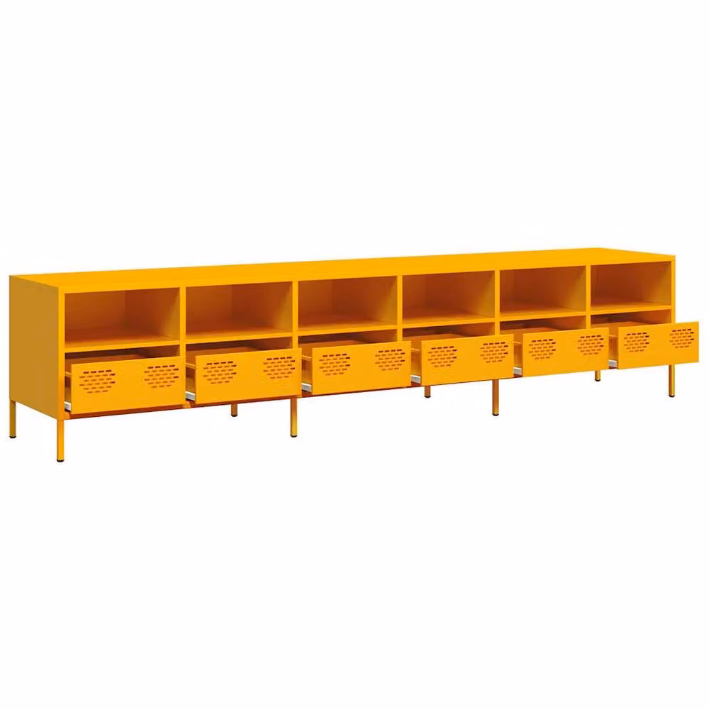 Berkfield Home Industrial TV Cabinet in Matt Mustard Yellow, W/D/H: 202 x 39 x 43.5 cm – 4
