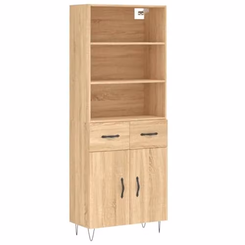 vidaXL Industrial Style Highboard Sideboard in Sonoma Oak with Drawers and Doors – 1