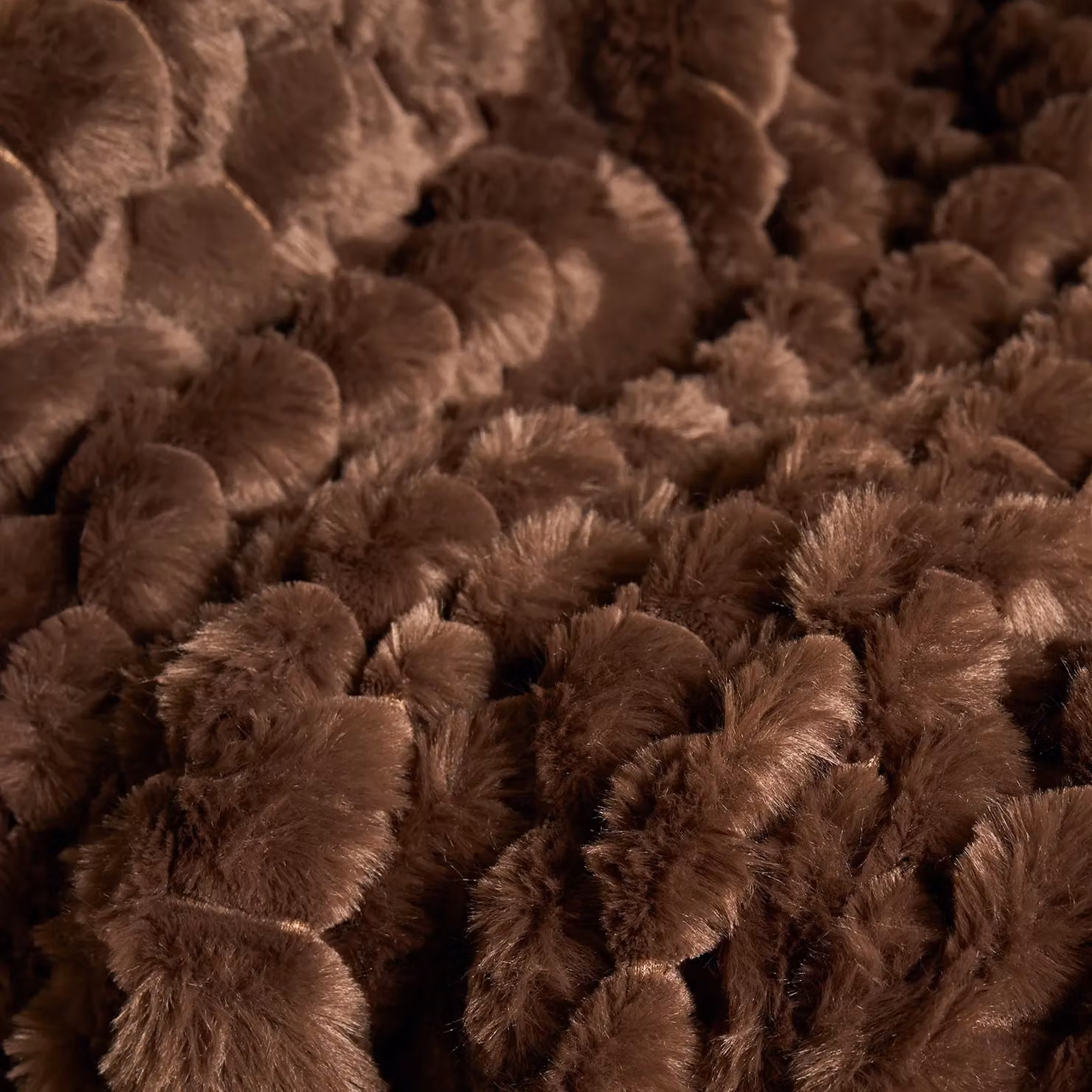 OHS Waffle Faux Fur Fleece Throw Blanket, Brown, W/D/H: 125 x 150 cm – 4