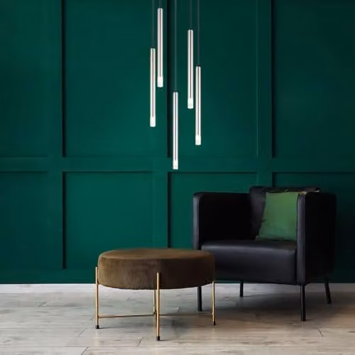 Globo Lighting Modern Silver Pendant Light for Dining and Living Rooms, 5x G9 Bulbs, Height: 120 cm – 1