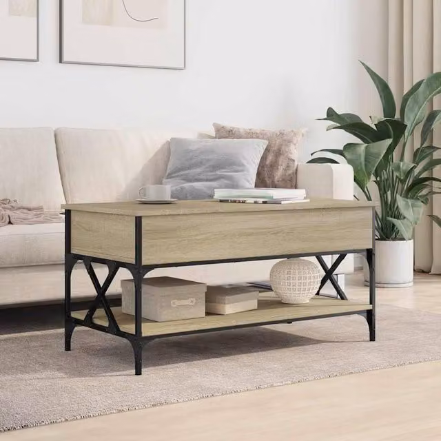 Berkfield Home Sonoma Oak Coffee Table in Beige, W/D/H: 100 x 50 x 50 cm – 1