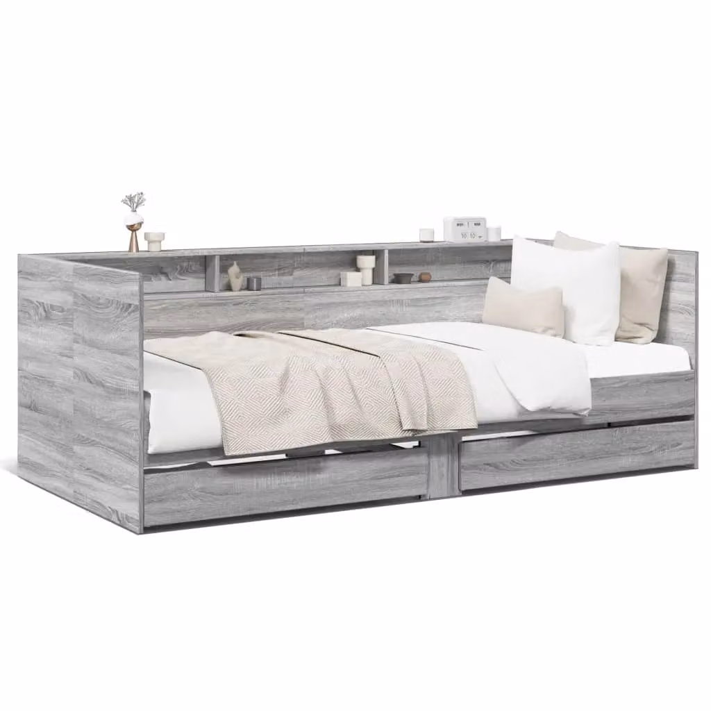 Berkfield Home Single Daybed with Drawers in Grey Sonoma, W/D/H: 90 x 190 cm – 2