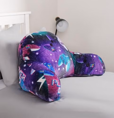 OHS Purple Neon Fleece Cuddle Cushion for Kids with Backrest and Arms