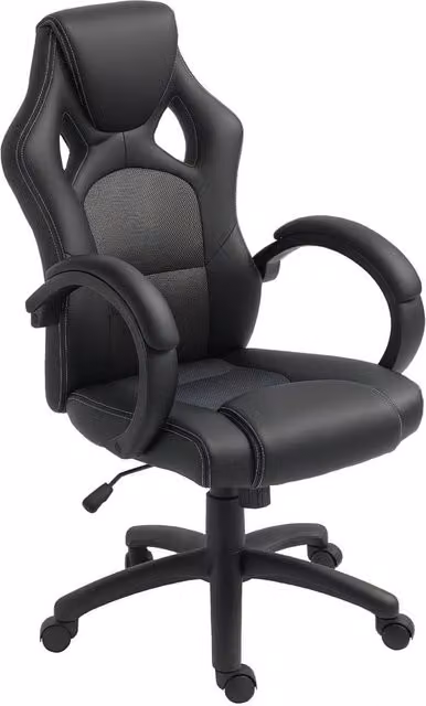 Rolipo Grey Faux Leather Swivel Task Chair for Home Office