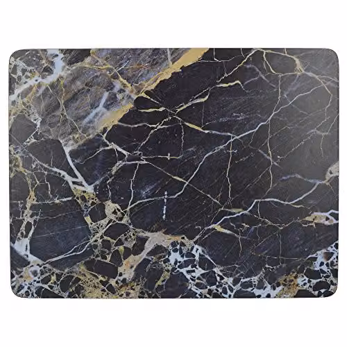 Creative Tops Set of 6 Navy Marble Cork Placemats, Rectangular, Blue, Grey and Gold – 1